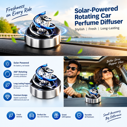 Solar-Powered Rotating Car Perfume Diffusers