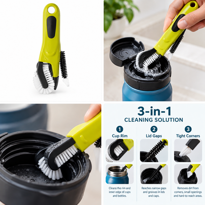 3-in-1 Bottle & Cup Lid Cleaning Brush