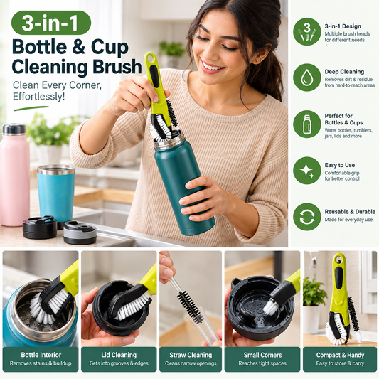 3-in-1 Bottle & Cup Lid Cleaning Brush