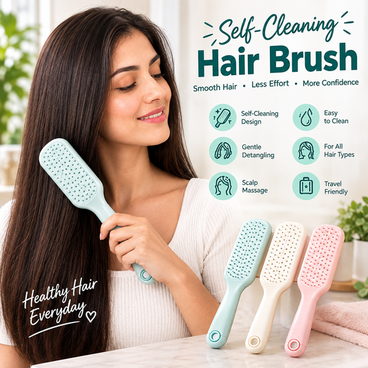 Anti Static Massage Comb with Self Cleaning For Men and women, Retractable Rotary Lift Self-Cleaning Brush, Women's Hair Styling tool