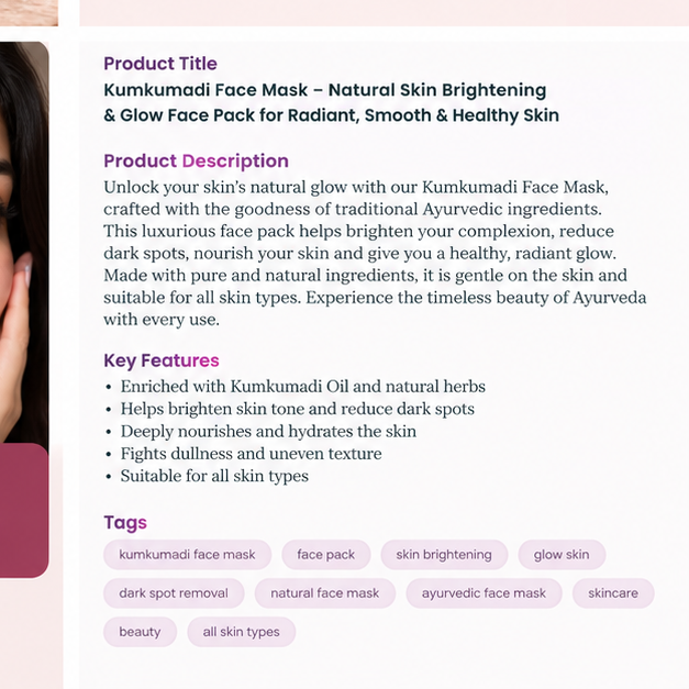 Kumkumadi Face Mask – Ayurvedic Glow &amp; Skin Brightening Face Pack (Pack of 2)